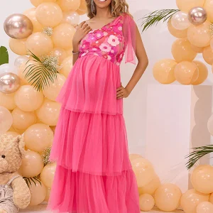 Chicnmom Vestido Larga de Premamá Fiesta con Bordado